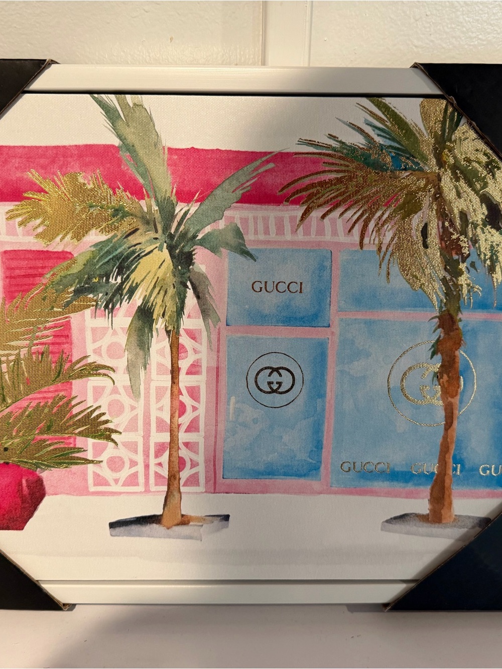 Gucci Tropical Palm Print - Pink, Blue & Gold Accents